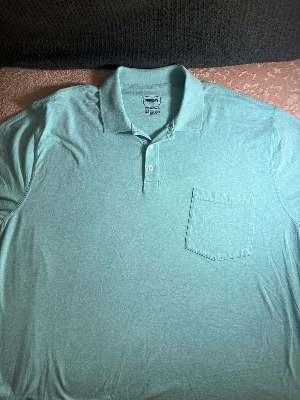 The Foundry Supply Co. Men's Light Blue Green Short Sleeve Polo Shirt 3XLT
